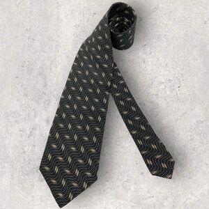 PAL ZILERI Black/Beige Geometric Silk LUXURY Tie ITALY